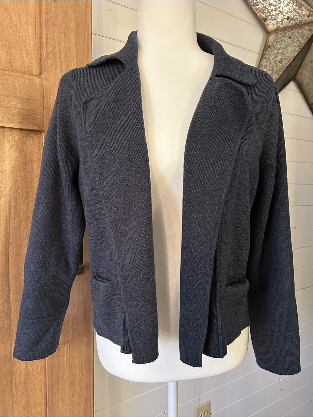 Poetry Navy Open-Front Knit Blazer Cardigan Sz 6